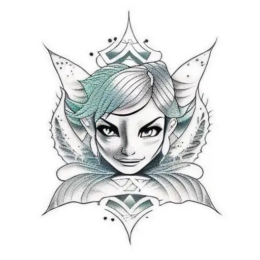 Jiujitsu inspired tattoo incorporating Tinkerbell tattoo design idea