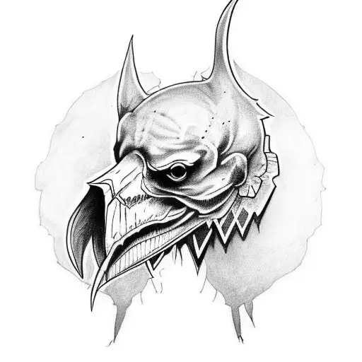 A gothic-inspired tattoo featuring a mysterious raven perched on a skull, combining the client's love for animals and gothic aesthetics. tattoo design idea