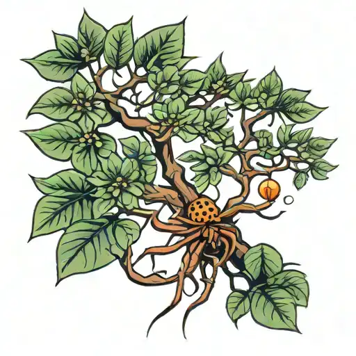 Japanese money tree spider plan aloe Hoya carnosa plant tattoo design idea