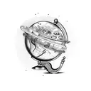 A globe with musical staff lines wrapping around it, representing the harmony of life tattoo design idea