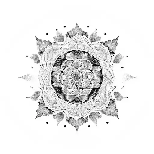 A stunning mandala design incorporating elements of autumn and freedom, with a hidden feminist symbol tattoo design idea