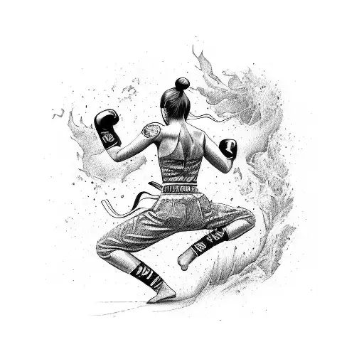 Powerful kickboxing moves surrounded by nature in Vladivostok tattoo design idea