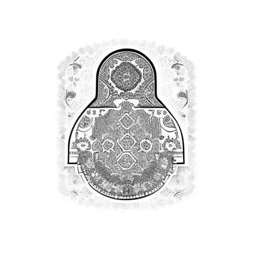 A traditional russian matryoshka doll adorned with peranakan tile designs tattoo design idea