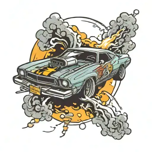 car drifting tattoo design idea