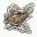 car drifting tattoo design idea
