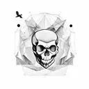 Combine a skull and a bird in a surrealistic style tattoo design idea