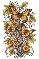 poison tree with butterfly flys tattoo design idea