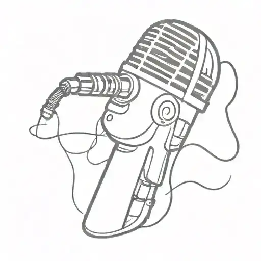 A minimalist tattoo of a microphone with Justin Bieber's signature on it tattoo design idea