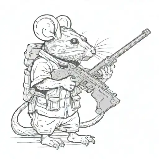 cartel bay mouse holding rifle   tattoo design idea