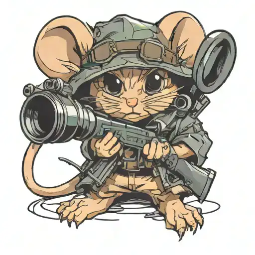 cute mouse with sniper tattoo design idea