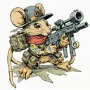 cute mouse with sniper tattoo design idea