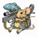 cute mouse with sniper tattoo design idea