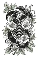 scorpion heart flowers tattoo design idea