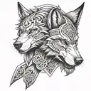 wolf anime viking with metatron cube tattoo design idea