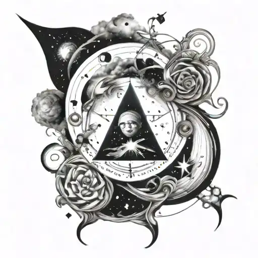 A universe tattoo with symbols of life and laughter intertwined, reflecting the client's appreciation for the mysteries of the cosmos and joy in everyday moments tattoo design idea