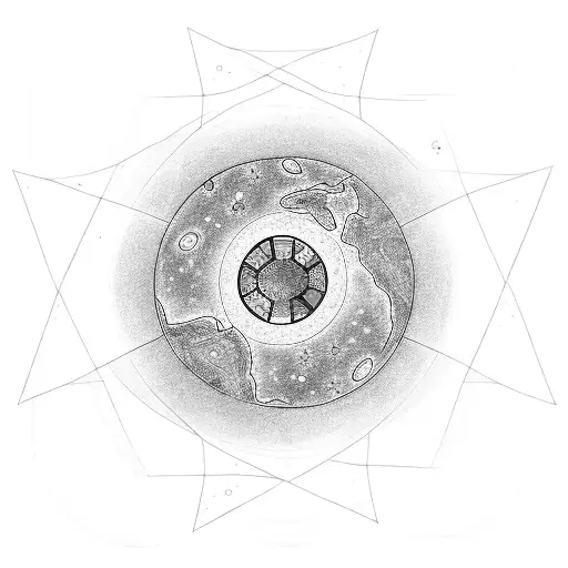 universe with mother leading three children  tattoo design idea