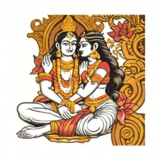 fullsleves tattoo of Shiva and Parvati marraige, shiva meditating, shiva's marriage pocession. tattoo design idea