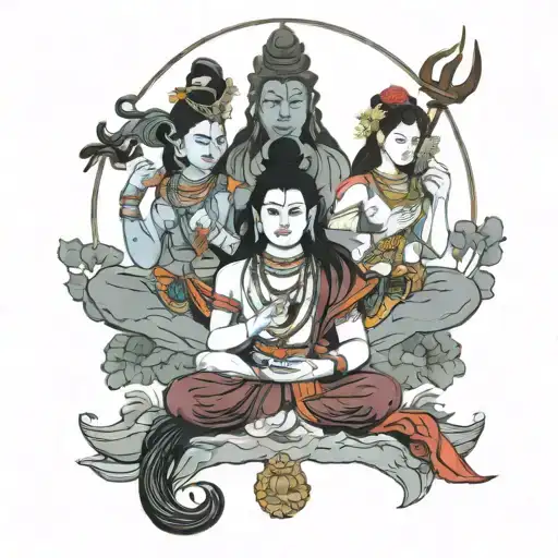 fullsleves tattoo of Shiva and Parvati marraige, shiva meditating, shiva's marriage pocession. tattoo design idea