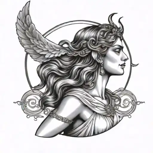 greek goddess artemis greek goddess moon bow tattoo design idea