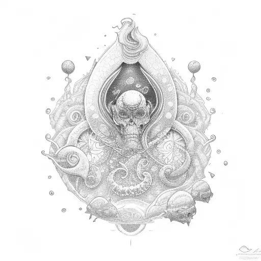 sol, olas de mar y trebol tattoo design idea