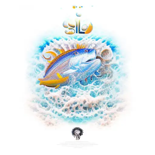 sol, olas de mar y trebol tattoo design idea
