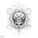 sol, olas de mar y trebol tattoo design idea