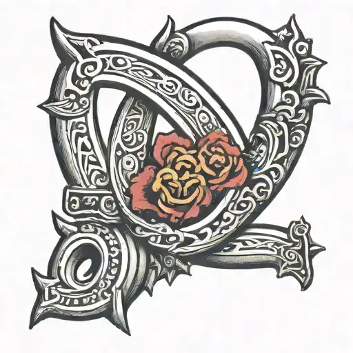 A horseshoe with 1992 on one side J in the middle and 2024 on the other side tattoo design idea