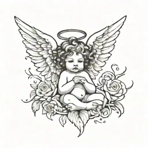 cherub angel tattoo design idea