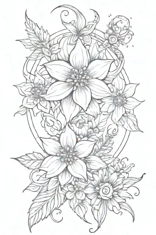 Virgo, Gemini, scorpio, Sagittarius flower star sign tattoo design idea