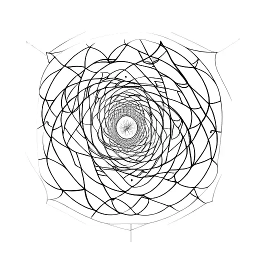 A golden spiral made up of interconnected geometric shapes, symbolizing the beauty of mathematics and creativity tattoo design idea