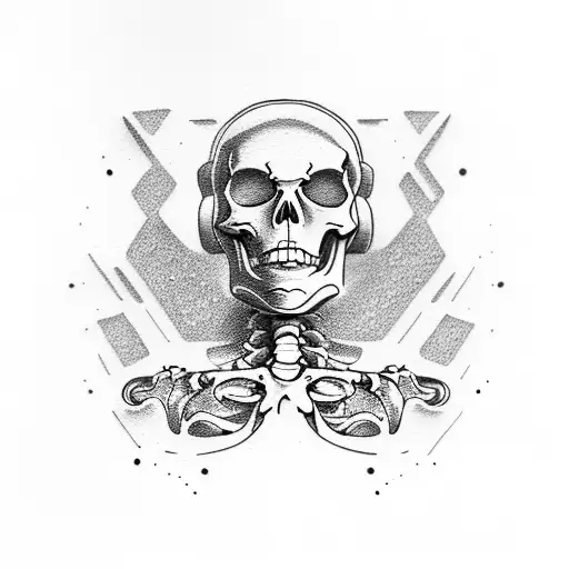 skeleton space cowboy tattoo design idea