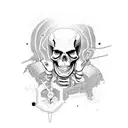 skeleton space cowboy tattoo design idea