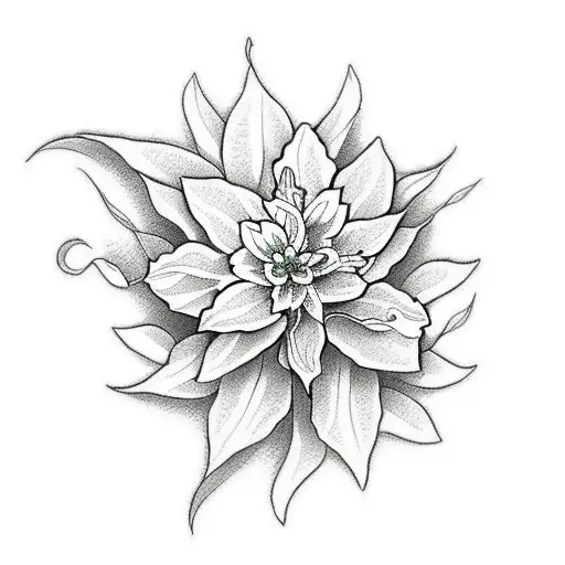 daffodil and poinsettia bouquet  tattoo design idea