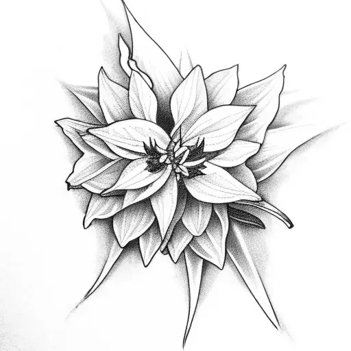 daffodil and poinsettia with stems tattoo design idea