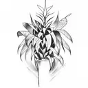 Yucca and Monstera tattoo design idea