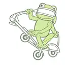 Kermit the frog riding a scooter wearing a Loki helmet  tattoo design idea