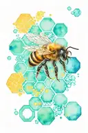honeybee with honeycomb pattern with molecular structures tattoo design idea