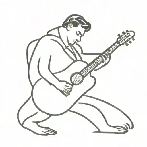 aligator elvis outline silouette singing tattoo design idea
