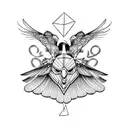 two ravens spiral with scrolls and feathers tattoo design idea