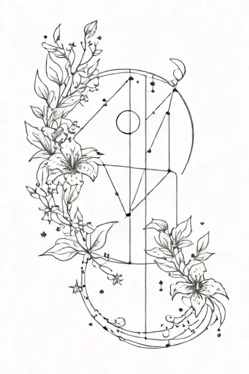 Create a simple and aesthetic fine line tattoo design incorporating the constellation of libra and Scorpio and add in th tattoo design idea