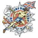 mercury god Hermes with union jack tattoo design idea