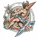 mercury god Hermes with union jack tattoo design idea
