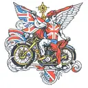 mercury god Hermes with union jack tattoo design idea