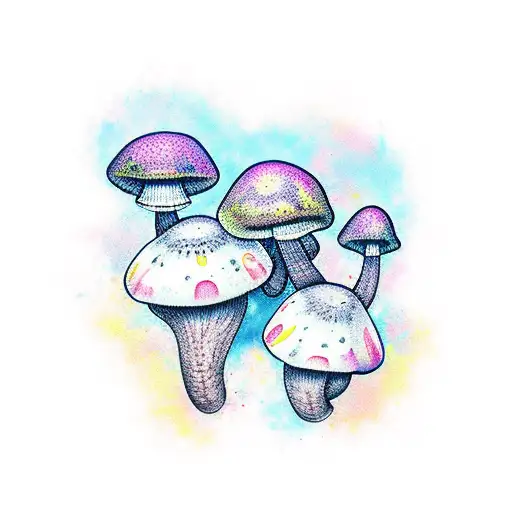 grace cursive shrooms tattoo design idea