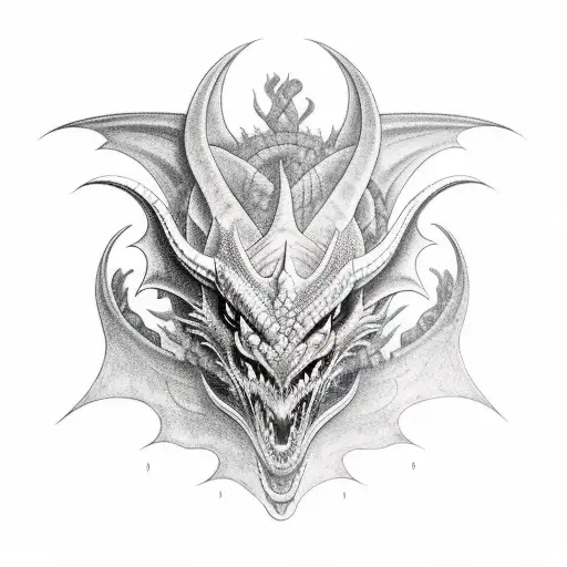 Dragon three heads black ink tattoo design idea
