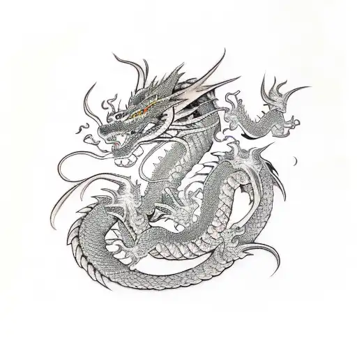 Dragon three heads black ink tattoo design idea