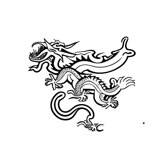 three headed dragon black ink tattoo design idea