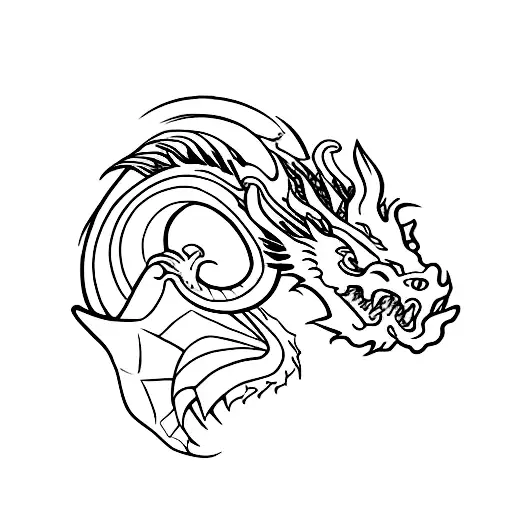 Dragon three heads black ink tattoo design idea