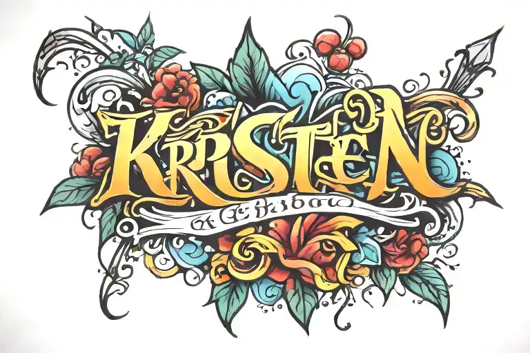 Lettering "KRISTEN" Graffiti style tattoo design idea