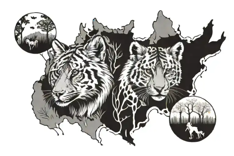 animal tracks of 3 different animals  tattoo design idea